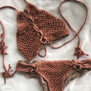 Acacia Swimwear Crochet Set in Lip Stick